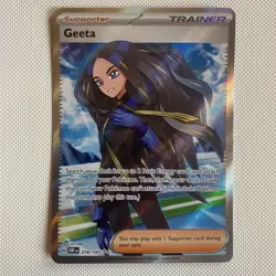 Geeta Holo Full Art Ultra Rare Trainer 218/197 Pokemon TCG Obsidian Flames NM - Image 1