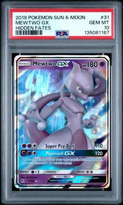 2019 POKEMON SUN & MOON HIDDEN FATES #31 MEWTWO GX PSA 10 - Image 1