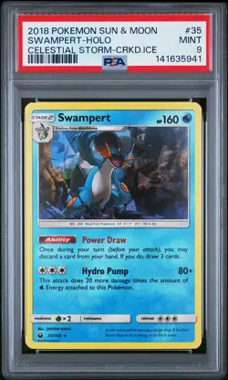2018 POKEMON SUN & MOON CELESTIAL STORM CRACKED ICE #35 SWAMPERT-HOLO PSA 9 - Image 1