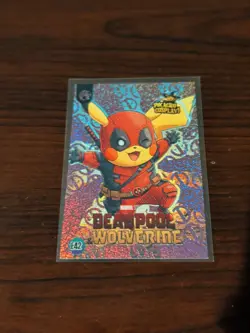 Deadpool & Wolverine (Pikachu) #E42 Purple Holo Box Hit Pikachu Cosplay Pokemon - Image 1