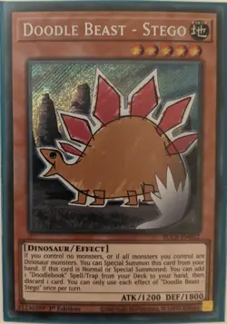 YuGiOh Doodle Beast - Stego Secret Rare 1st Edition BLCR-EN032 - Image 1