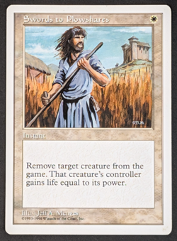 MTG Card - 1x Swords to Plowshares - Anthologies - Played MP Vintage Magic 1998 - Image 1