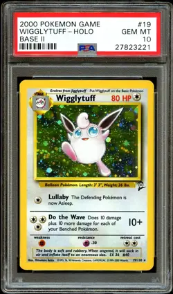 PSA 10 GEM MINT Wigglytuff 19/130 HOLO RARE Base Set 2 Pokemon Card - Image 1