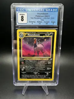 CGC 8 NM/M Houndoom 2001 Neo Revelation 8/64 Holo Pokemon Card With Subgrades - Image 1