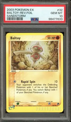 Pokemon Baltoy EX Sandstorm Reverse Holo #32 POP 1 PSA 10 Gem Mint - Image 1