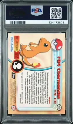 Charmander 1999 Topps Pokemon TV #4 Foil PSA 8 - Image 2