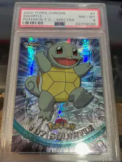 2000 TOPPS CHROME POKEMON T.V. #7 SQUIRTLE POKEMON T.V. SPECTRA - PSA 8 - Image 1