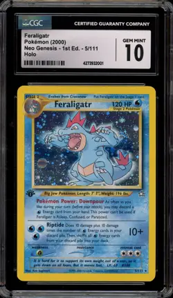 Pokemon Feraligatr Neo Genesis 1st Edition Holo Rare #5 CGC 10 Gem Mint - Image 1
