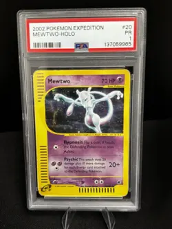 2002 Pokemon Expedition PSA 1 Mewtwo Holo #20 E-Reader - Image 1