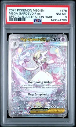 2025 POKEMON MEG EN MEGA GARDEVOIR EX SPECIAL ILLUSTRATION RARE 178/132 PSA 8🔥 - Image 1