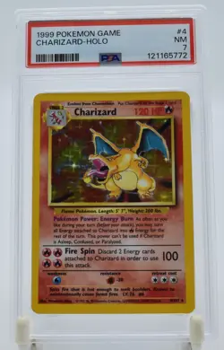 Charizard #4 PSA 7 Holo Rare Base Set 1999 English Pokemon Card Arita - Image 1