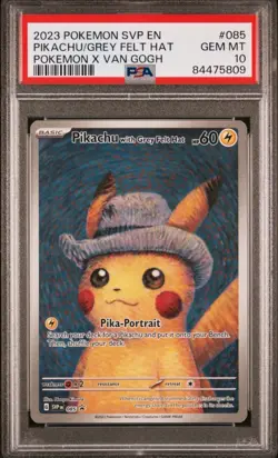 PIKACHU GREY FELT HAT VAN GOGH POKEMON SVP EN-SV BLCK STR PRM 2023 085 PSA 10 - Image 3