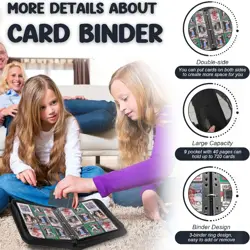 Card Binder 720 Pokets, 9-Pocket Trading Card Binder with Sleeves and Zipper ... - Image 3