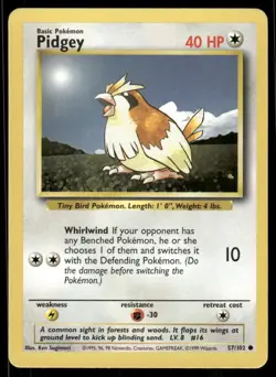 Pokemon Cards Pidgey 57/102 Base Set Common NM - Image 1