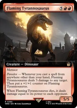 MTG English Flaming Tyrannosaurus (Extended Art) NM Foil - Image 1