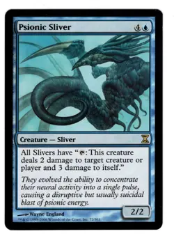 MTG PSIONIC SLIVER TIME SPIRAL RARE BLUE CREATURE LP/NM TRIBAL HIVE QUEEN EDH - Image 1