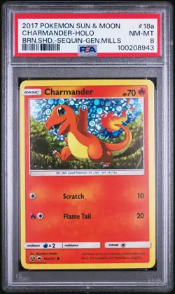 2017 POKEMON SUN & MOON BURNING SHADOWS #18A CHARMANDER-HOLO PSA 8 - Image 1
