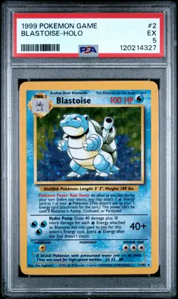 1999 POKEMON BASE SET UNLIMITED #2 BLASTOISE-HOLO PSA 5 - Image 1