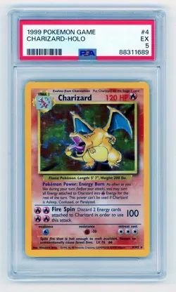 1999 Pokemon Charizard Holo Base Unlimited PSA 5 04/102 - Image 1