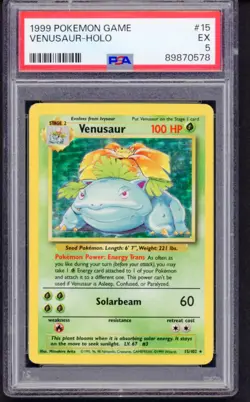 1999 POKEMON BASE SET UNLIMITED #15 VENUSAUR-HOLO PSA 5 - Image 1