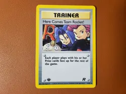 Here Comes Team Rocket 15/82 Trainer Holo - Pokemon Team Rocket Rare - NM Meowth - Image 1