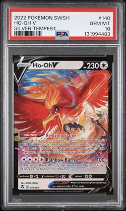 2022 POKEMON SWORD & SHIELD SILVER TEMPEST #140 HO-OH V PSA 10 - Image 1