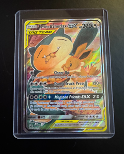 Eevee & Snorlax GX SM169 Black Star Promo Full Art Tag Team Pokemon Card NM - Image 1