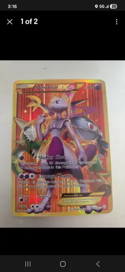 Pokemon Mewtwo EX Full Art Secret Rare Holo Breakthrough 164/162 170 HP Shatter… - Image 1