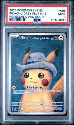 Pikachu With Grey Felt Hat PSA 9 - SVP085 - Van Gogh - Promo Collab - Pokemon - Image 1