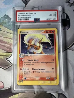 PSA 8 Flareon 5/100 Holo EX Sandstorm Pokemon TCG e-reader - Image 1