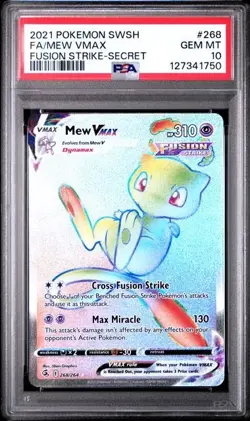 2021 POKEMON SWORD & SHIELD FUSION STRIKE SECRET #268 FULL ART/MEW VMAX PSA 10 - Image 1