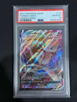 2021 POKEMON SWORD & SHIELD FUSION STRIKE #114 FULL ART/MEW VMAX PSA 10 - Image 1