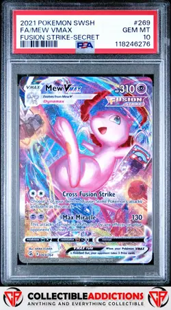 2021 Pokemon Sword & Shield Fusion Strike #269 Mew Vmax PSA 10 - Image 1