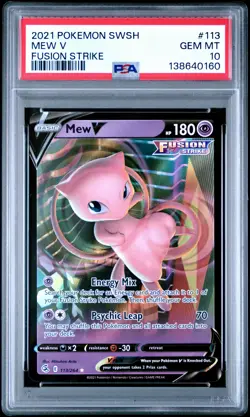 2021 POKEMON SWORD & SHIELD FUSION STRIKE #113 MEW V PSA 10 - Image 1