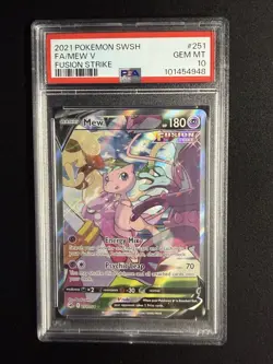 2021 POKEMON SWORD & SHIELD FUSION STRIKE #251 FULL ART/MEW V PSA 10 - Image 1