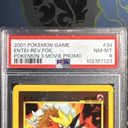 Pokemon Entei 34 Pokemon 3 Movie Promo Reverse Holo PSA 8 Wizards 2001 - Image 3