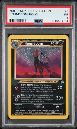 2001 POKEMON NEO REVELATION #8 HOUNDOOM-HOLO PSA 1 - Image 1