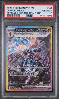 Pokemon PSA 10 Gem Mint Prismatic Evolutions SIR Ceruledge EX 147/131 - Image 1