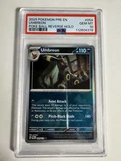 POKEMON 2025 Prismatic Evolutions UMBREON #059 Reverse Holo PSA 10 Gem Mint 2 - Image 1
