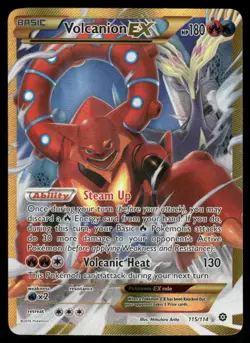 Pokemon Cards Volcanion EX 115/114 Steam Siege Secret Rare LP - Image 1