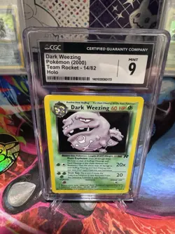 Dark Weezing 14/82 Team Rocket 2000, Holo Graded CGC 9 MINT Pokemon - Image 1