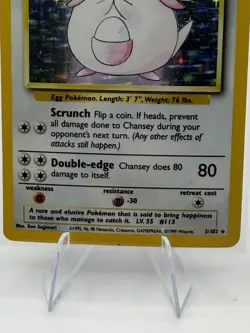 💥 CHANSEY | Pokemon TCG 1999 | (Base Set) Holo Foil Rare Vintage # 3/102 - Image 3