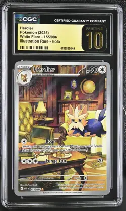 Pokemon Herdier 155/086 Illustration Rare White Flare - CGC 10 PRISTINE - Image 1