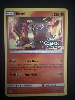 Entei SM219 Holo Cosmic Eclipse Prerelease Stamped 2019 Promo Pokemon TCG Card - Image 1