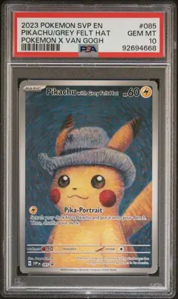 Pokemon Pikachu TCG Promo Card Grey Felt Hat Van Gogh PSA 10 - Image 1