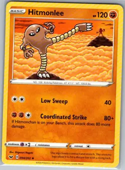 Hitmonlee 094/202 Non Holo SWSH01: Sword & Shield Base Set - Pokemon Card - NM - Image 1