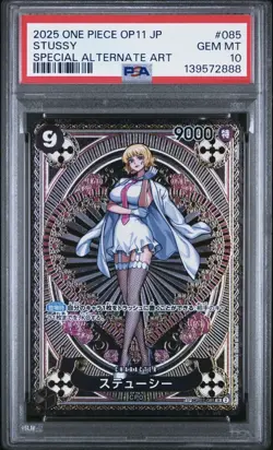 2025 ONE PIECE JPN OP11-A FIST OF DIVINE SPEED #085 STUSSY PSA 10 - Image 1