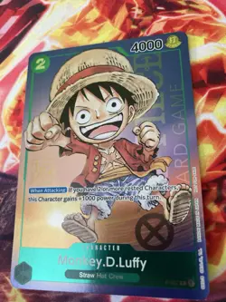 One Piece Card Game Monkey.D.Luffy 1st Anniversary Promo Card Near Mint - Image 1