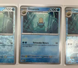 Card Lot Of 3 Omanyte 138/165 Sv: Scarlet & Violet 151 Reverse Holo - Image 3