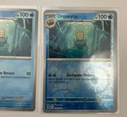 Card Lot Of 3 Omanyte 138/165 Sv: Scarlet & Violet 151 Reverse Holo - Image 4